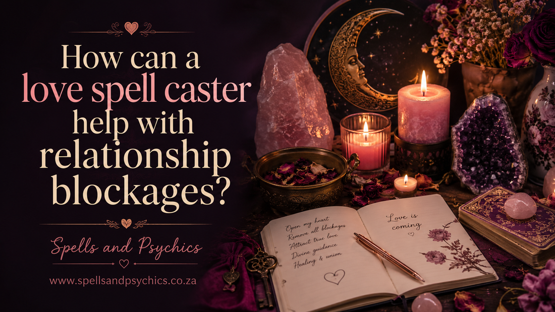 How can a love spell caster help with relationship blockages?