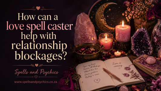 How can a love spell caster help with relationship blockages?