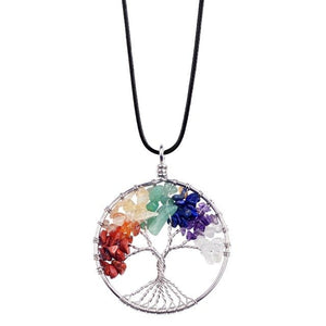 Chakra Stone Tree of Life Pendant Necklace - Spells and Psychics