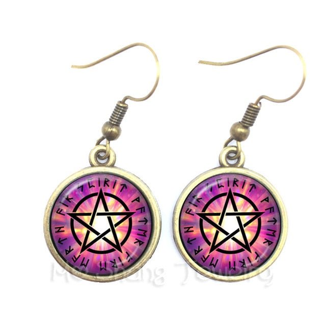 Pentacle Earrings Wicca Pagan Gothic Pentagram - Spells and Psychics