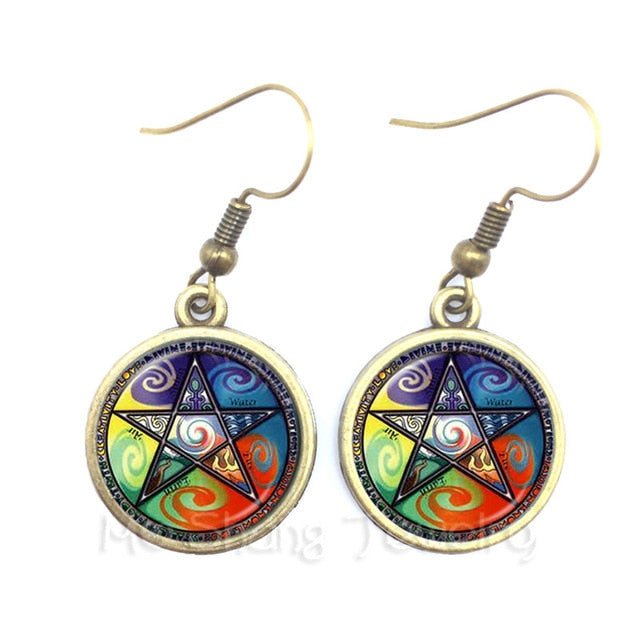 Pentacle Earrings Wicca Pagan Gothic Pentagram - Spells and Psychics