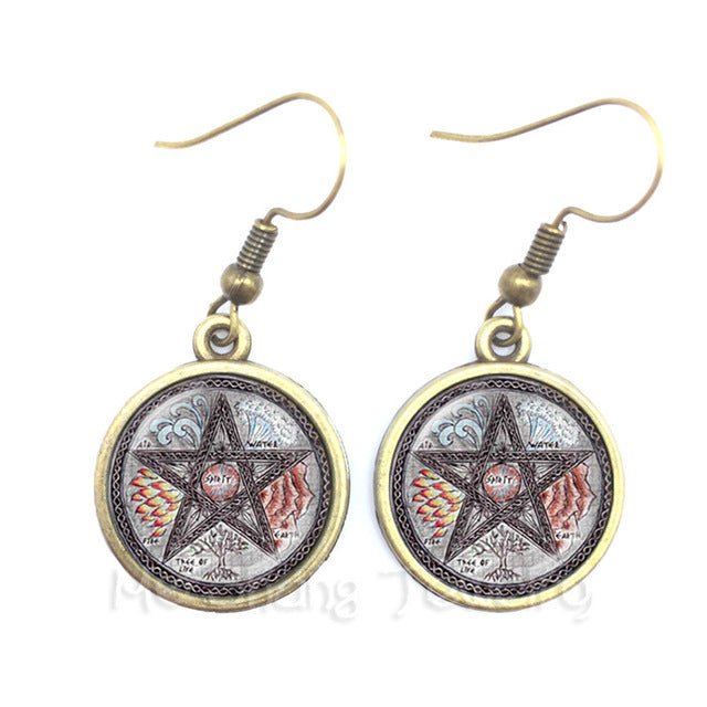 Pentacle Earrings Wicca Pagan Gothic Pentagram - Spells and Psychics