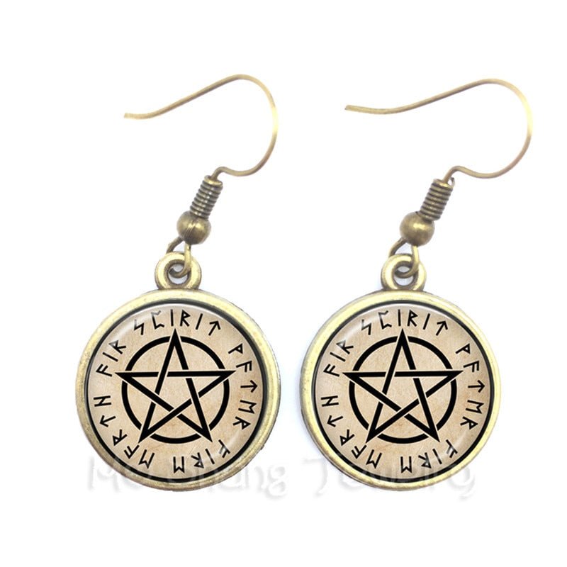 Pentacle Earrings Wicca Pagan Gothic Pentagram - Spells and Psychics