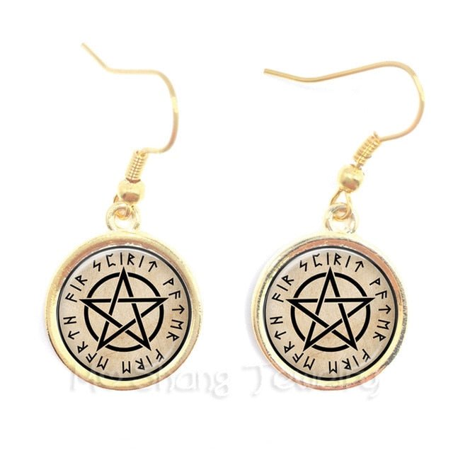 Pentacle Earrings Wicca Pagan Gothic Pentagram - Spells and Psychics