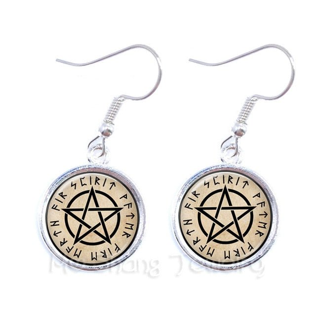 Pentacle Earrings Wicca Pagan Gothic Pentagram - Spells and Psychics