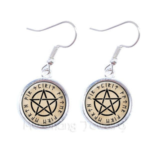 Pentacle Earrings Wicca Pagan Gothic Pentagram - Spells and Psychics