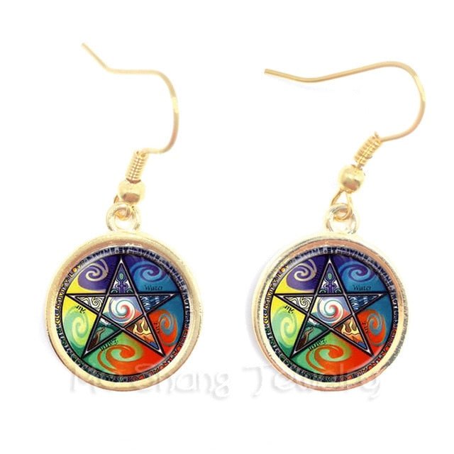Pentacle Earrings Wicca Pagan Gothic Pentagram - Spells and Psychics