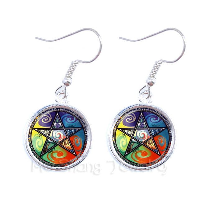 Pentacle Earrings Wicca Pagan Gothic Pentagram - Spells and Psychics
