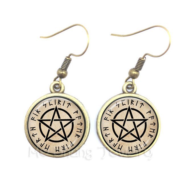 Pentacle Earrings Wicca Pagan Gothic Pentagram - Spells and Psychics