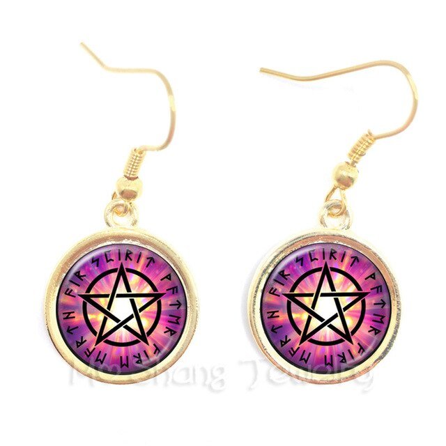 Pentacle Earrings Wicca Pagan Gothic Pentagram - Spells and Psychics