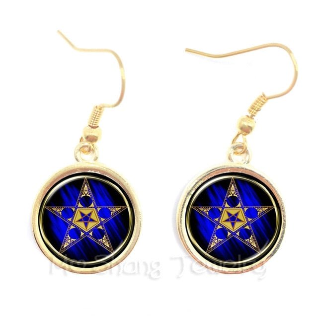 Pentacle Earrings Wicca Pagan Gothic Pentagram - Spells and Psychics
