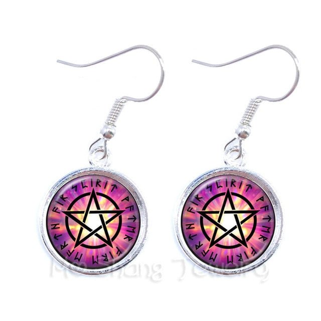 Pentacle Earrings Wicca Pagan Gothic Pentagram - Spells and Psychics