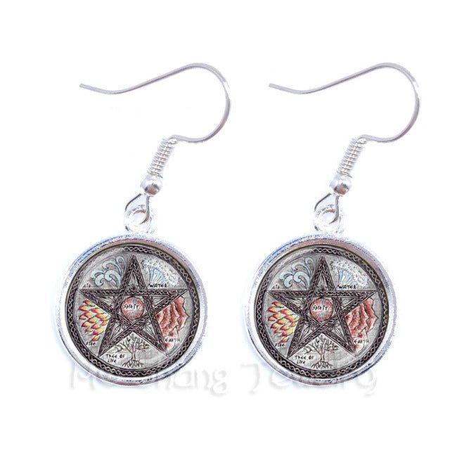 Pentacle Earrings Wicca Pagan Gothic Pentagram - Spells and Psychics