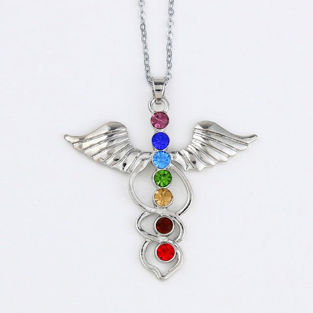 Reiki 7 Crystal Beads Chakra Pendant Necklace Spells and Psychics