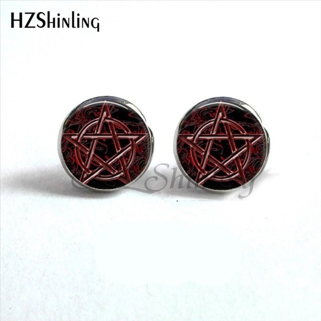 Wiccan Pentagram Occult Earrings - Spells and Psychics