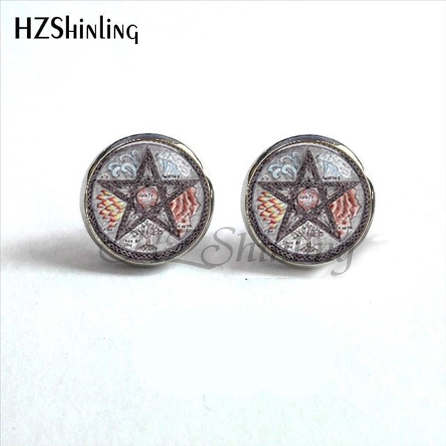 Wiccan Pentagram Occult Earrings - Spells and Psychics