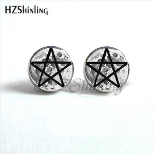 Wiccan Pentagram Occult Earrings - Spells and Psychics