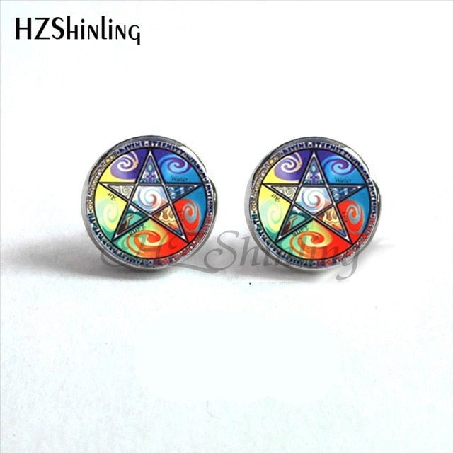 Wiccan Pentagram Occult Earrings - Spells and Psychics