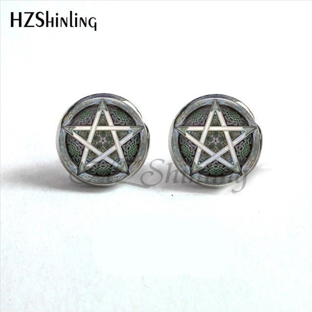 Wiccan Pentagram Occult Earrings - Spells and Psychics