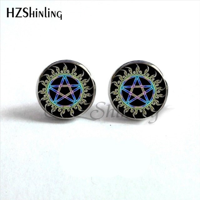 Wiccan Pentagram Occult Earrings - Spells and Psychics