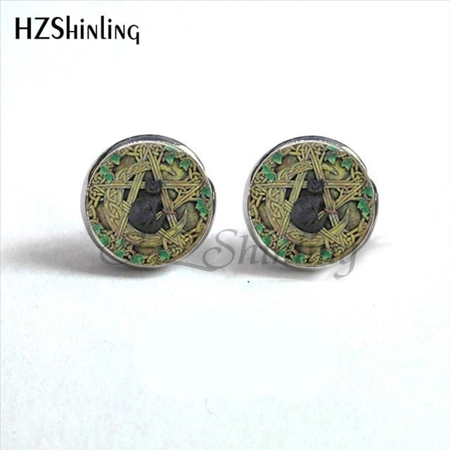 Wiccan Pentagram Occult Earrings - Spells and Psychics