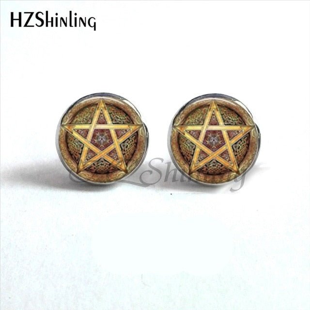 Wiccan Pentagram Occult Earrings - Spells and Psychics