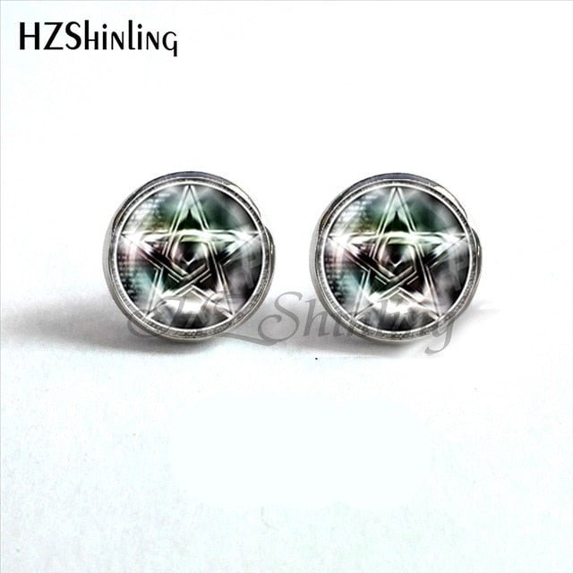 Wiccan Pentagram Occult Earrings - Spells and Psychics