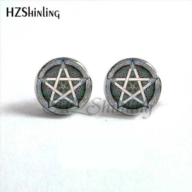 Wiccan Pentagram Occult Earrings - Spells and Psychics