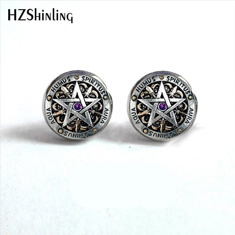 Wiccan Pentagram Occult Earrings - Spells and Psychics
