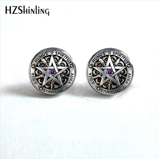 Wiccan Pentagram Occult Earrings - Spells and Psychics