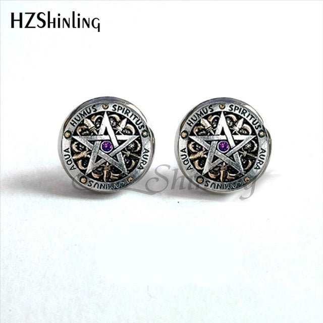 Wiccan Pentagram Occult Earrings - Spells and Psychics
